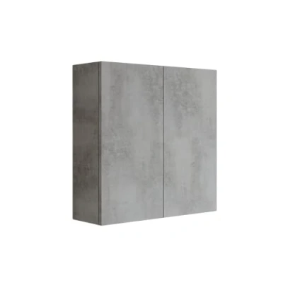 Image de Mama Store Era Armoire Murale Double 2 Portes et système d&#039;ouverture Push and Pull, laminé, L. 68 x P. 22 H. 71 cm, Bois, Gris Ciment