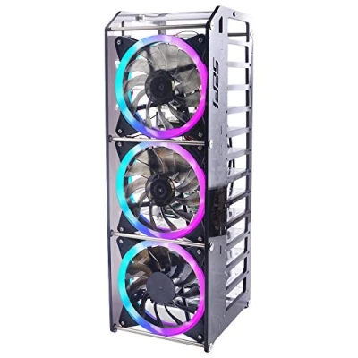 Image de GeeekPi Raspberry Pi Cluster Boîtier, Rack Boîtier Stackable avec Ventilateur 120mm RGB LED 5V pour RPi 4B/3B+/3B/2B/B+ et Jetson Nano (12 Couches)