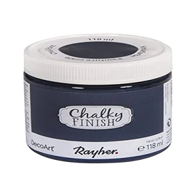 Image de Rayher Peinture effet craie «Chalky Finish», bleu nuit ultra mat, 1 pot, 118ml, solution aqueuse, arts créatifs, décoration vintage 38867387