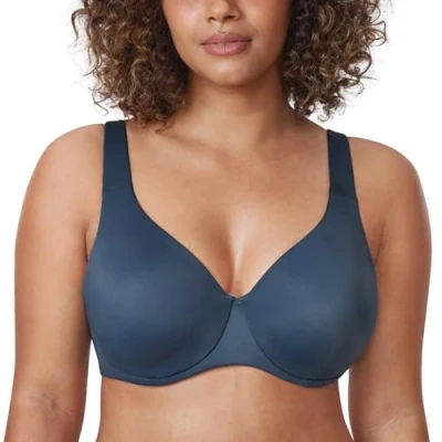 Image de DELIMIRA Femme Soutien Gorge Minimiseur Forte Poitrine Invisible Grande Taille avec Armature Sargasse 110C