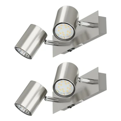 Image de ledscom.de 2 pièces Applique WAIKA, à deux flammes, avec interrupteur, chrome mat, incl. lampes LED GU10 227lm blanc chaud chacune