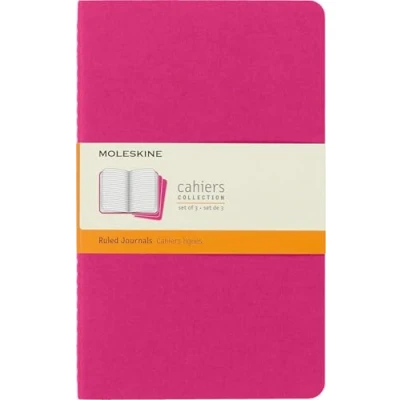 Image de Moleskine Cahier Journal Ensemble de 3 Carnets avec Pages Ligné Couverture en Carton et Piqûres Coton Apparentes Couleur Rose Taille Grand Format 13 x 21 cm 80