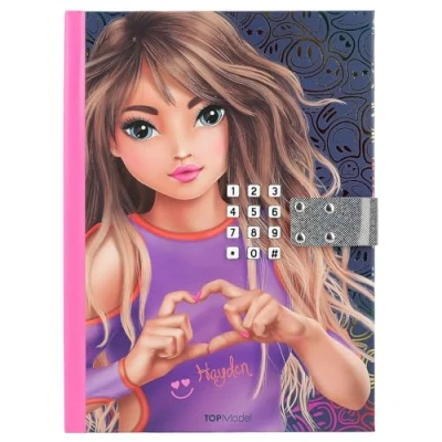 Image de Depesche 12971 TOPModel Night Light Journal Intime avec Code chiffré et Son, Livre de 80 Pages lignées illustrées Couleurs Vives, Multicolor