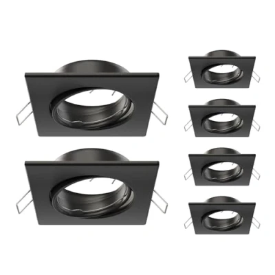 Image de ledscom.de 6 cadres d&#039;encastrement au plafond RIR, anguleux, pivotant, noir mat