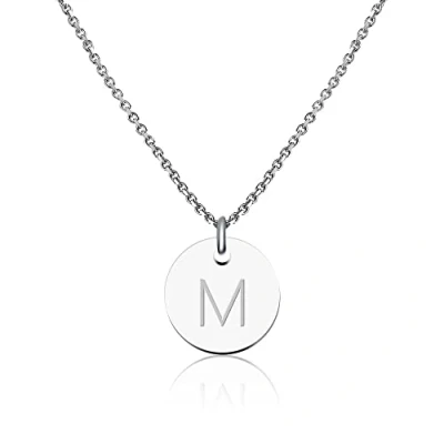 Image de Good.Designs ® Collier de Dames en Argent avec Medaillon personnalisé (Initiale Gravée) Bijoux initiaux pour Femmes (M)