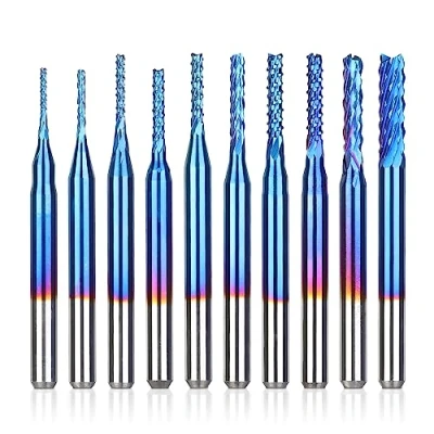 Image de SainSmart Genmitsu Fraise CNC 10Pcs Nano Blue Coat, 0,8 3 mm, queue de 1/8
