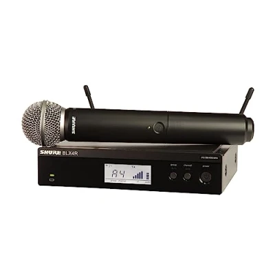 Image de Shure BLX24R/SM58 Microphone de scène/Direct sans Fil Noir Microphones (Microphone scène/Direct, Fil, 662 686 MHz, Batterie/Pile, AA, Alcaline)