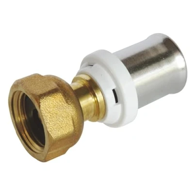 Image de SOMATHERM FOR YOU, Raccord droit à sertir pour tube multicouche Ø16, écrou tournant F12/17, compatible avec profils U, H, TH, conforme NF 545, étanchéité sécurisée, facile installer