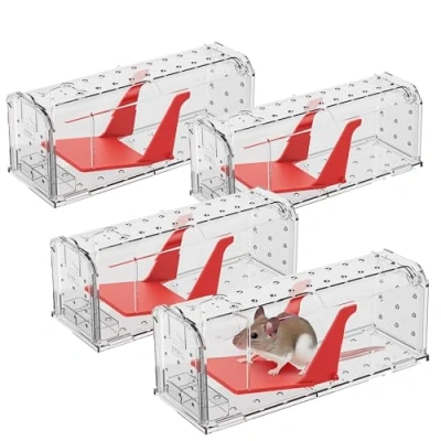 Image de Roshield 4 X pièges à Souris sans cruauté pour l&#039;intérieur et l&#039;extérieur Piège antiparasitaire Durable la Capture Vivante. réutilisable rongeurs. Capteur Rapide &amp; Efficace
