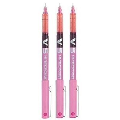 Image de Pilot BX V5 Hi Tecpoint Lot de 3 stylos roller à pointe extra fine 0,5 mm Trait 0,3 Rose