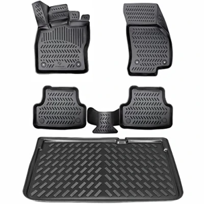 Image de ELMASLINE Lot de Tapis en caoutchouc 3D et bac coffre pour Mercedes EQA à partir 2021 (H243) Bord haut sol