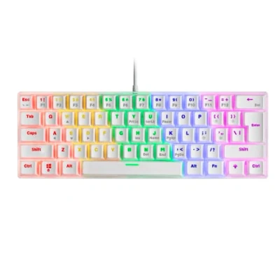 Image de Mars Gaming MK60 Blanc, Clavier Mécanique FRGB, Antighosting, Switch Marron, Langue US