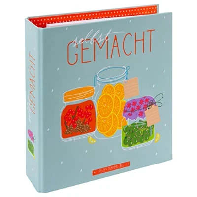 Image de goldbuch 69 028 classeur de recettes fait maison, dimensions : 21 x 24 5 cm, avec mécanisme à 2 anneaux, couverture en impression artistique, bleu