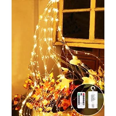 Image de Joysing Guirlande Lumineuse Sapin Noël 2M 200 LED Lumières de à Pile avec Télécommande, 8 Modes Lumineux Cascade Étanche Noel pour Interieur Exterieur Décoration