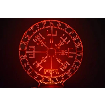 Image de BHDecor Veilleuse LED 3D à illusion de runes viking Couleurs changeantes automatiques Interrupteur tactile Décoration bureau Télécommande
