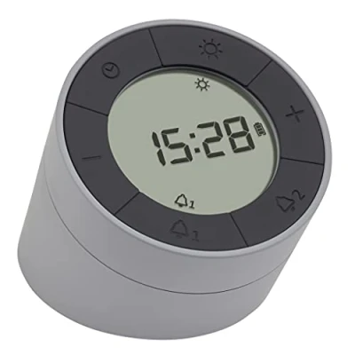 Image de TFA Dostmann Réveil numérique et veilleuse Time &amp; Light, 60.2029.10, 2 Heures de réveil, Rechargeable par USB, éclairage l&#039;écran, Gris