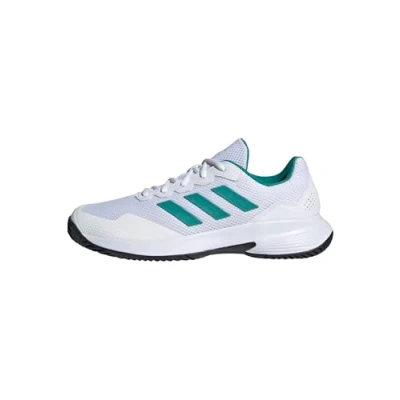 Image de adidas Performance Gamecourt 2 Chaussures de tennis pour terrebattueerre battue, Homme, Taille: 46 2/3, White/pure teal/core black