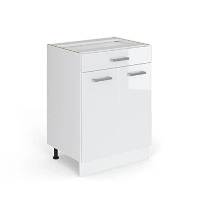 Image de Meuble bas tiroir VICCO R Line Blanc Brillant 60 cm
