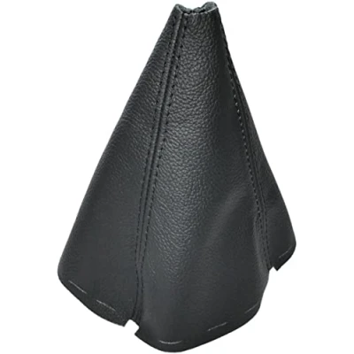 Image de AERZETIX C59824 Soufflet de levier vitesse en cuir véritable compatible avec Renault Clio 4 2012 à 2019 noir surpiqûres noires pour boîte manuelle