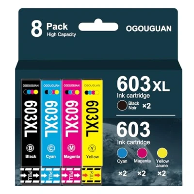 Image de OGOUGUAN 603XL Cartouches d&#039;encre Compatible pour Epson 603 XL XP 2100 2150 3100 3150 4100 4150 WF 2810DWF 2820 2840 2850DWF 2870 (6 Noir, 3 Cyan, Magenta, Jaune)