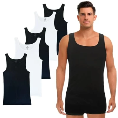 Image de SGS 5er Pack : Maillots de Corps élégants pour Hommes &amp; débardeurs en Blanc Noir ou Multicolore idéal comme Maillot Musculation