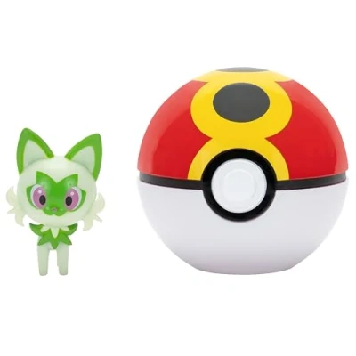 Image de Pokémon Poussacha et BIS Ball Clip ‘N’ Go Comprend Une Figurine de Combat 5 cm Un Accessoire Ball.