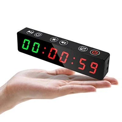 Image de Jhering Mini minuterie d&#039;entraînement Portable pour Gymnase, d&#039;intervalle avec Colonne vertébrale magnétique Rechargeable et intégrée, Horloge numérique LED (Vert/Rouge)