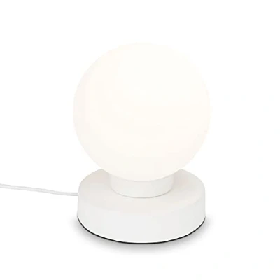 Image de BRILONER lampe de chevet avec interrupteur à câble, verre opale, culot E14 max. 25 W, table, bureau, lecture, 12,6 x 15,7 cm, blanc