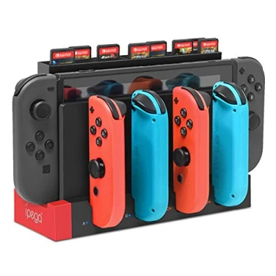 Image de FYOUNG Chargeur Compatible avec Joy Con pour Switch &amp; OLED Model Fente Carte de Jeu, 4 en 1 Support Station Charge Manettes LED Indicateur