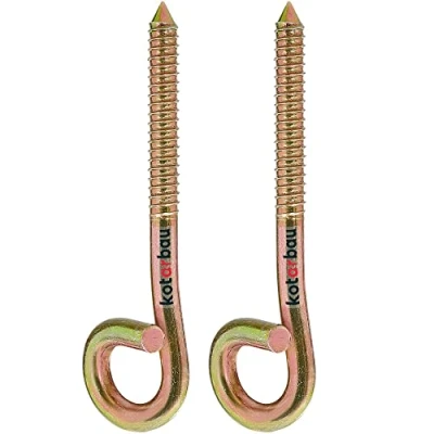 Image de KOTARBAU® Lot de 2 crochets balançoire M12 Filetage en bois Pour fauteuil suspendu hamacs À visser Jaune