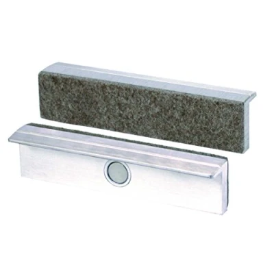 Image de Heuer 113100 Mâchoires de protection Angle droit, parallèle, aimants spéciaux intégrés, compatible avec étau 100 mm Matériau : aluminium, feutre
