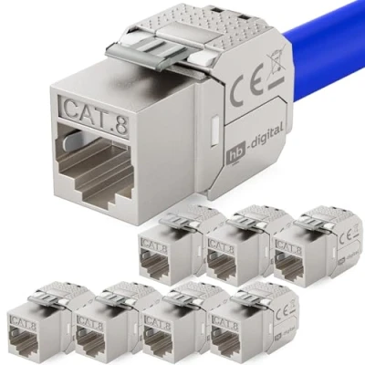 Image de hb digital 8x CAT 8.1 Keystone Module Jack Câble de Brassage 8 2000MHz 40Gbs pour CAT7a CAT7 Pose Connecteur Blindage STP Prise RJ45 Réseau Panneau Ethernet