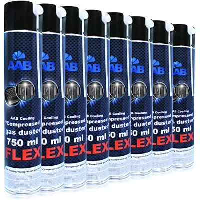 Image de AABCOOLING Compressed Gas Duster FLEX 750ml 8 Pièces Bombe Depoussierante Avec un Tube Flexible, d&#039;air Sec, Bouteille Air Comprimé pour Informatique Matériel, Aérosol Dépoussiérant PC