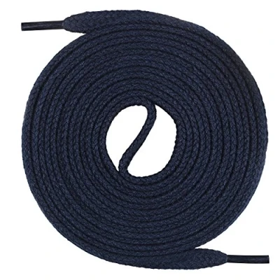 Image de lacets Mount Swiss© Premium, 1 paire de plats, 100% coton, indéchirables, largeur 7 mm, longueur 45‑200 cm 70 bleu foncé