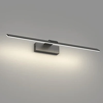 Image de Klighten Lampe Miroir LED Salle de Bain 60cm, 18W 1600 Lumen, IP44 Étanche Applique Murale Bain, Luminaire Moderne, Blanc Naturel 4500K, Noir