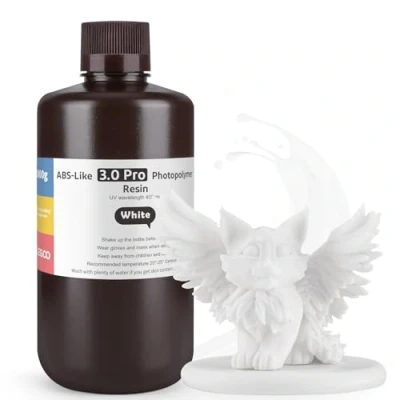 Image de ELEGOO Résine ABS Like 3.0 Pro pour Impression 3D Imprimante LCD MSLA DLP UV 405nm Photopolymère, Haute Précision, Résistance et Ténacité Améliorées, Blanc 1000G