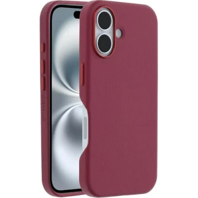 Image de Otterbox Coque Symmetry Series Cactus Leather MagSafe pour iPhone 16, Antichoc, résistante aux Chutes, de Protection Fine, supporte 3X Plus Chutes Que la Norme Militaire, Rouge