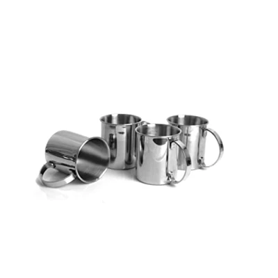 Image de ECHTWERK Ensemble de 4 gobelets en cuivre, verres acier inoxydable incassables, à cocktail parfaits pour le gin, la bière et les boissons froides, édition Argent, 1000 ml