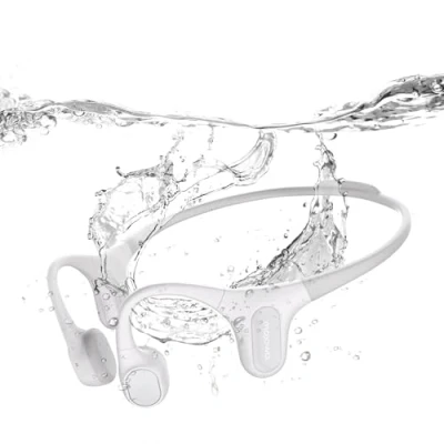 Image de mojawa Run Plus Casque à Conduction osseuse, de Natation étanche IP68, Bluetooth avec Micro et 32GB MP3, sans Fil, pour la Course Pied, Natation, Le Cyclisme, Gris