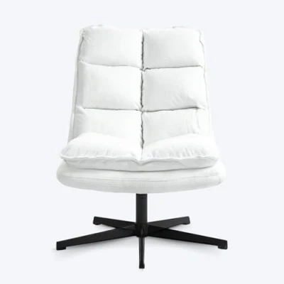 Image de MEUBLE COSY Fauteuil Salon Pivotant sur 360 Chaise de Canapé Loisirs avec Dossier Pliante Assise Épais Revêtement en Tissu Scandinave Pieds métal, Blanc, 65x79.5x85cm, 65x79,5x85cm