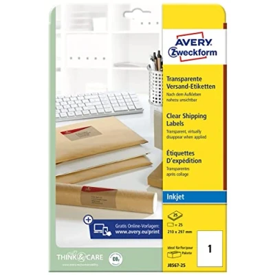 Image de AVERY Zweckform QuickPEEL étiquettes adresse, 210 x 297 mm en polyester, transparent, sans bord, c