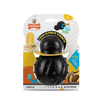 Image de Nylabone Max Strength Jouet à mâcher pour Chien en Forme de cône Caoutchouc saveur bœuf avec friandises Taille L 0 23 kg