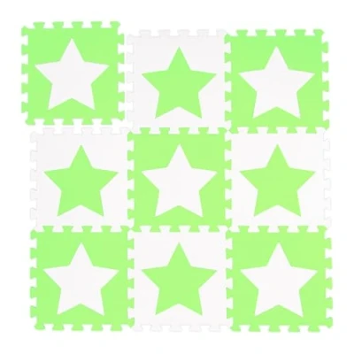 Image de Relaxdays Tapis de Jeu, étoiles, 9 pièces Puzzle, Mousse EVA, sans polluants, 91 x cm, Choix Couleurs, 10031428_252, Blanc/Vert, 91x91 cm