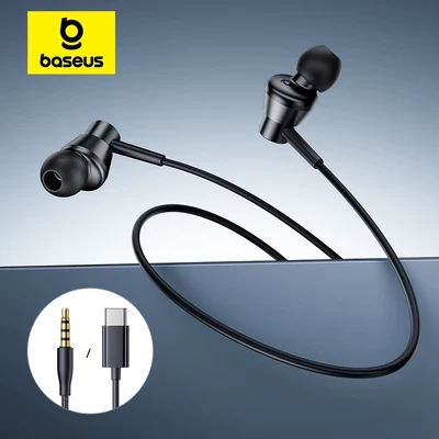 Image de Baseus Encok CZ11 Casque de type C, écouteurs filaires USB C avec microphone, intra auriculaires pour iPhone 15 Pro Max, iPad Pro/Air, MacBook Samsung S24 Ultra et plus encore