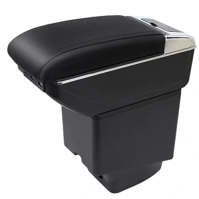 Image de Pour Captur Kaptur 2014 2018 Accoudoirs Boîte Consoles main avec porte gobelets (a,Double couche port USB tout noir)