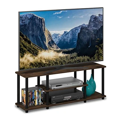 Image de Furinno Turn N Tube No Tools 3D Meubles TV à 3 Niveaux, Walnut/Black, Bois dense, Noyer Columbia/Noir, One Size