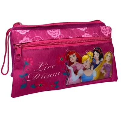 Image de CARTOON Tombolino 3 compartiments trousse scolaire multi papeterie Organisateur porte stylo crayons couleur, princesses, de sac