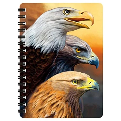 Image de 3D LiveLife Bloc note Trois Aigles de Deluxebase. Carnet à Spirale A6 Art Lenticulaire Oiseaux pages vierges en papier recyclé. Illustrations sous licence l&#039;artiste renommé Carol Cavalaris