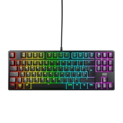 Image de CHERRY XTRFY K4V2 TKL, Clavier De Jeu Filaire sans Pavé Numérique, Disposition UK (QWERTY), Éclairage RGB Réglable, Commutateurs Mécaniques MX2A Red, Noir