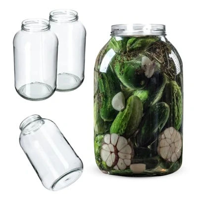 Image de KADAX Bocaux en Verre de 4 L, avec Couvercle Hermétique 100mm pour la Conservation et Fermentation, Cornichons (Sans Couvercles, Lot 2)